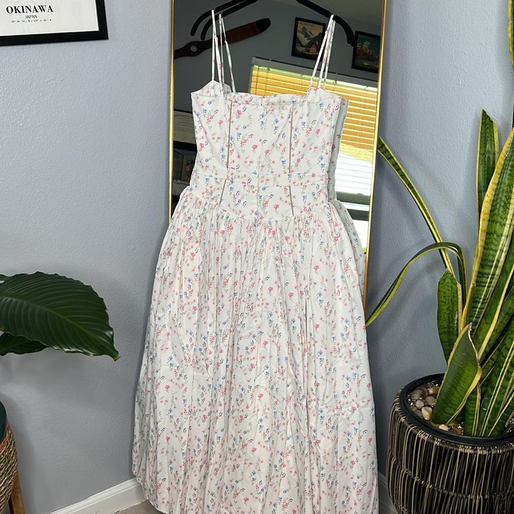 HOUSE OF CB' Ysabella' White Posy Print Cotton Maxi Sundress NWOT - Picture 7 of 8